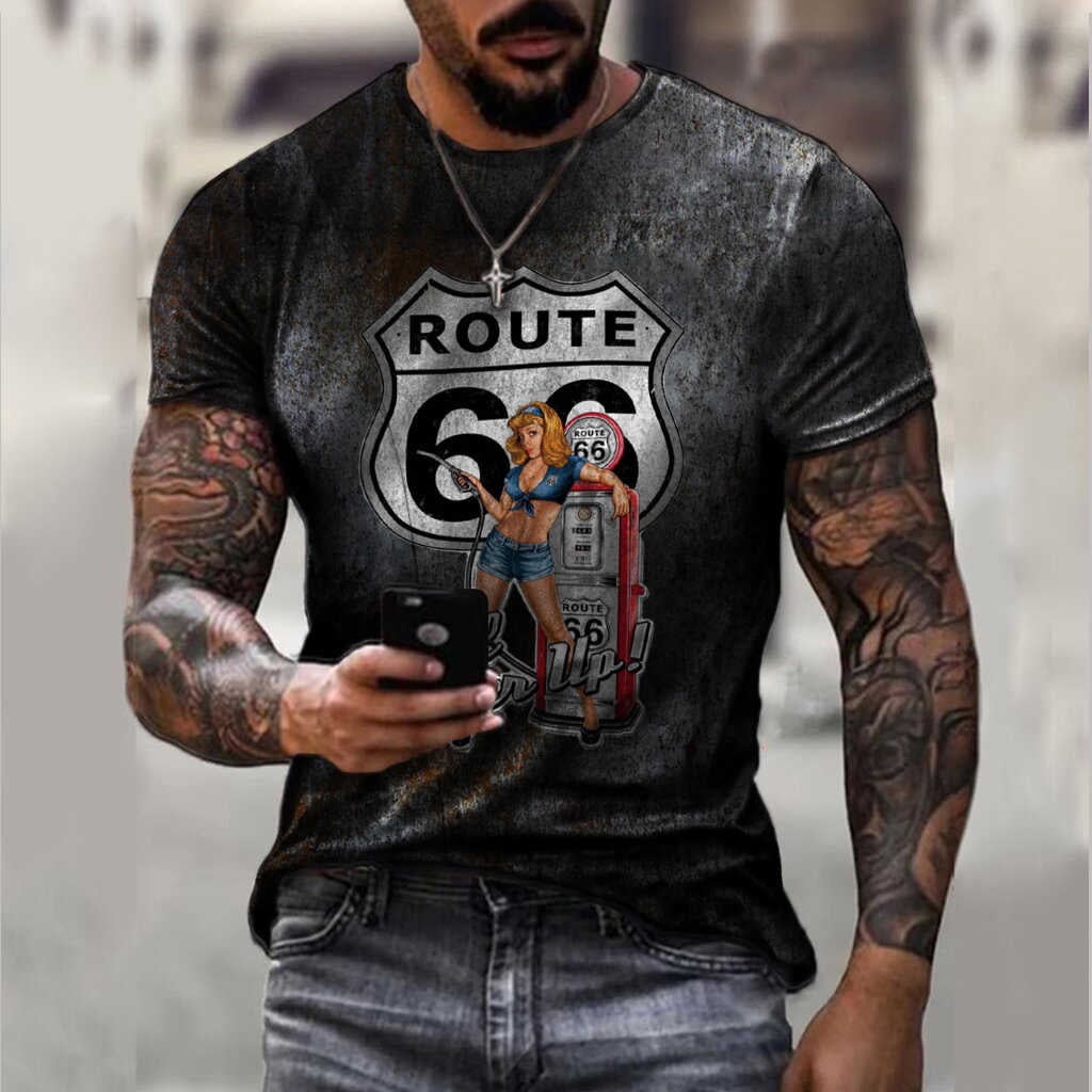 Personalized 3D Digital Printing Round Neck Casual Summer Men's Sports Short-sleeved T-shirt